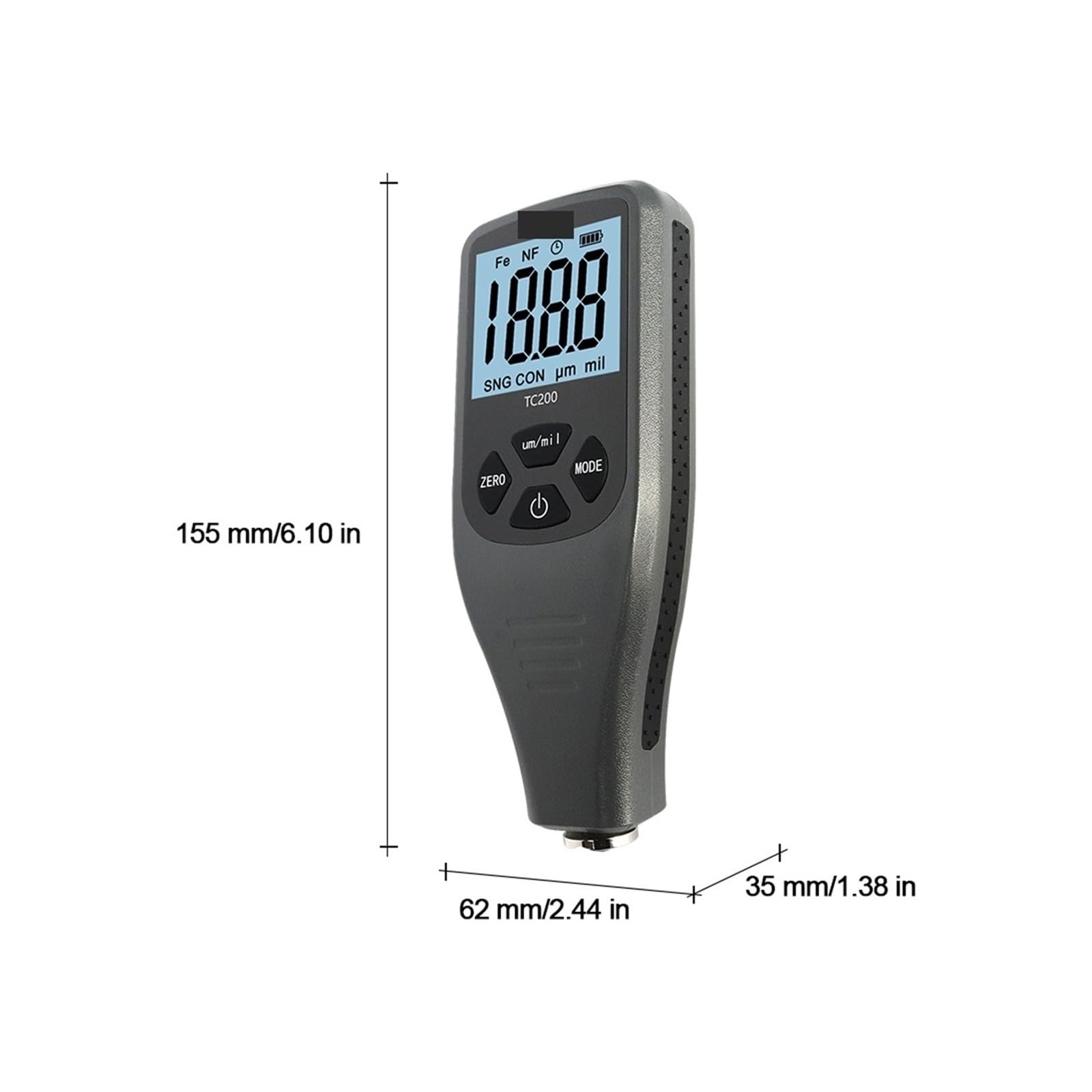 Miernik grubości powłoki lakierniczej TC200 Grey Car Paint Coating Thickness Gauge 0,1um/0-1500 Miernik grubości powłoki lakierniczej Car Paint(Black)