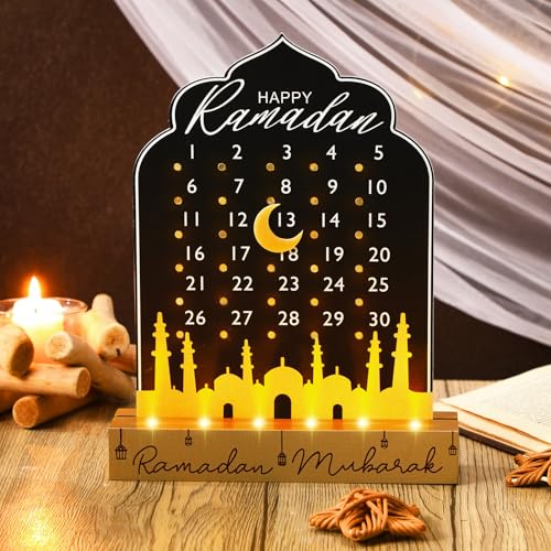 Calendrier de l'Avent du Ramadan 2025 Yuntau en acrylique pour décoration de table