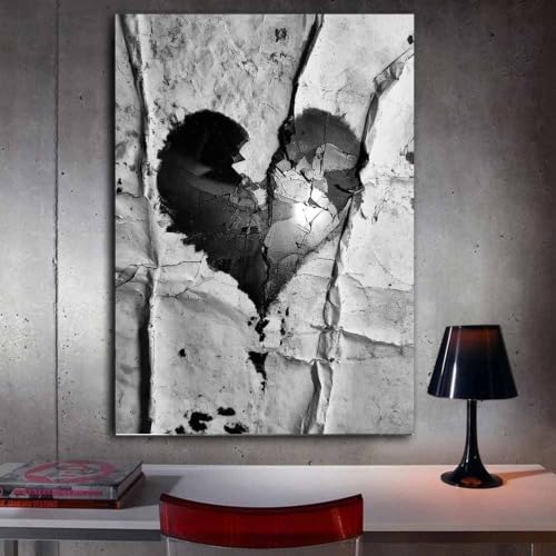 Art du cœur brisé fissuré, toile decoration murale poétique pour chambre et bureau - 3