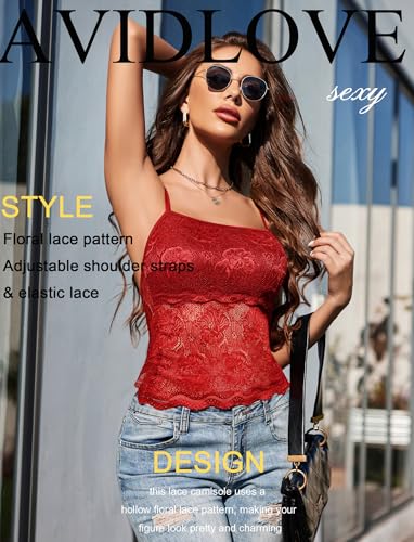 Image of Avidlove Womens Camisole Lace Spaghetti Strap Tank Top Tube Slim Basic Cami Tops
