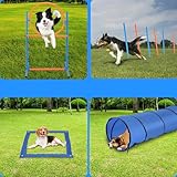 Herrselsam Agility Set Hunde groß, Agility-Ausrüstungs-Set für Hunde, Hundetraining zubehör Agility Hürde, Sprungring, Hundetunnel, 8 Slalomstangen, Ball, Pfeife, Tragetasche, Perfekt für den Park