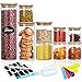 JOTOL Barattoli Vetro Set,9pcs Barattoli in Vetro Set,200-1500ml Barattoli Cucina con Coperchio in Bambù,Impilabili Contenitori Spezie Alimentari Vetro,Barattolo Vasetti Vetro Piccoli per Spaghetti