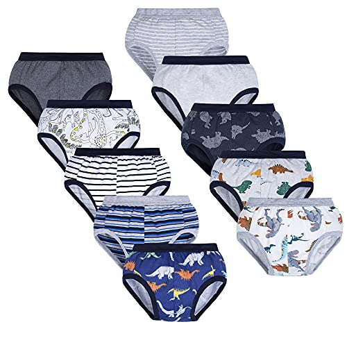 BIG ELEPHANT Kid Boys Girls Cotton Briefs Underwear, Toddler Soft Breathable Panties 10 Pack
