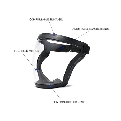 Miniatura 3 de Protector facial súper protector, máscara antivaho, protector facial transparente para adultos, máscara facial de plástico (gris)