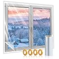 Window Insulation Kit, 63 × 394 Inch Plastic Window Covering for Winter, Window Insulation Film Window Wrap Insulation Windows Winterizing Kit with Double-Sided Tape for 10 Pcs 3 x 5 Ft Windows