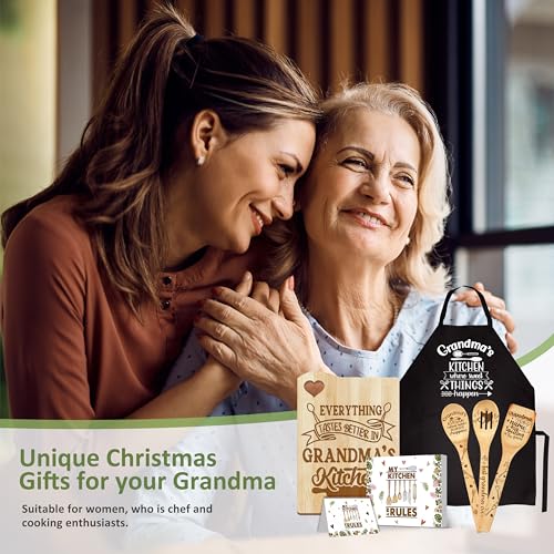 Gifts-for-Grandma-Christmas-Grandma-Kitchen-Gifts-from-Grandkids-Birthday-Gift-Wooden-Cutting-Board-with-Cooking-Utensils-Set-with-Apron-Set-Great-Grandma-Mothers-Day-Gift