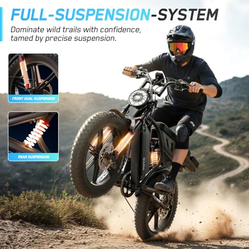 TS TST GRP LLC Electric Bike for Adults, 1500W Peak Motor Retro E Bike, Removable 48V 15Ah Battery, 20" x4.0 Fat Tire, 65Miles Range, Ebike with Suspension,for Commuting,Mountain,Off-Road, Black - Image 5