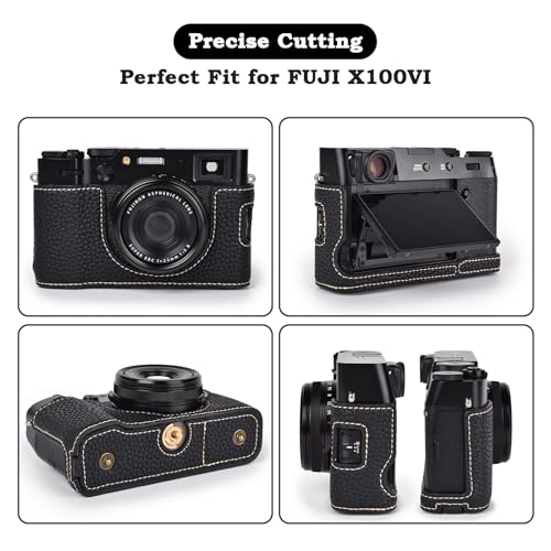 VOVMOEYA Camera Case for Fujifilm X100VI with Adjustable Shoulder Strap, FUJI PU Leather Camera Half Case, Stylish Protective Portable - Image 3