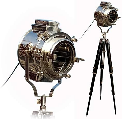 THOR INSTRUMENTS Vintage Studio Collectible Nautical Chrome Searchlight Black Tripod Spotlights Floor Lamp Lamp Rustic Vintage Home Decor Gifts image 3