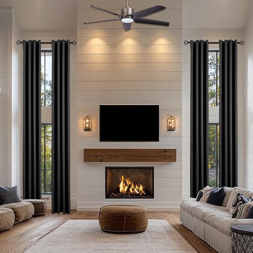 HZgekai 132 Inch Blackout Extra Long Black Curtain, 11ft Length