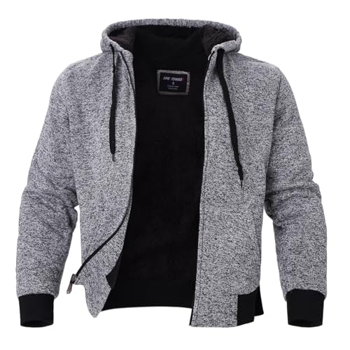 Image of LeeHanTon Sherpa Lined Hoodies for Men Heavyweight Full Zip Up Sweatshirt Thick Fleece Winter Warm Work Jackets Plus Size