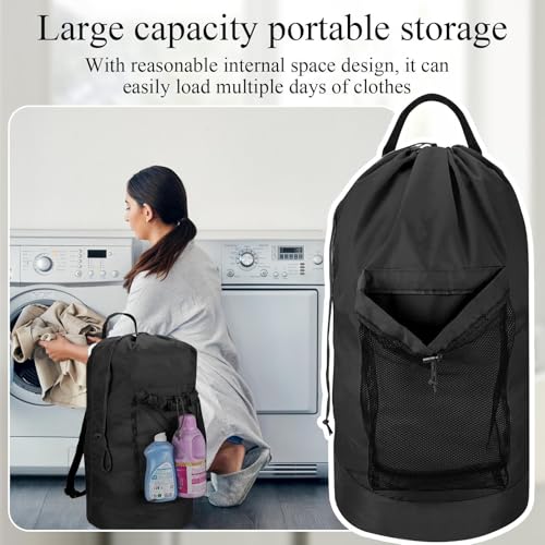 Bolsas de lavandería de malla para camping y apartamento con compartimento para guardar ropa 3
