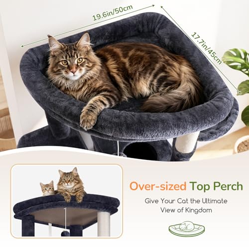 Image of Globlazer Extra Tall Large Cat Tree, 84in Multi-Level Cat Climbing Tower for Indoor Cats Large Adult, Widened Condo for Maine Coon, 7 Scratching Posts, Padded Perch, Metal Basket, S84E, Dark Grey