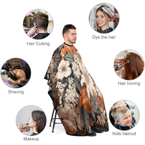 Capa para Corte de Cabello Naranja y Blanca 170x144 cm miniatura 3