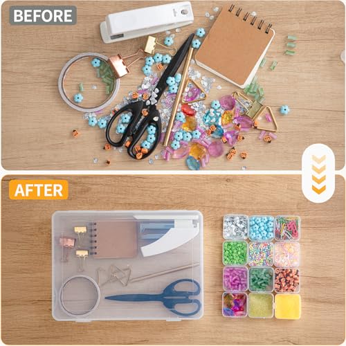 Image of Portable Bead Organizer, 120Pcs Small Clear Storage Boxes with Hinged Lid and Large Craft Case with Handle, Mini Plastic Containers for Jewelry Making Diamonds Arts Screws Seeds Small Parts