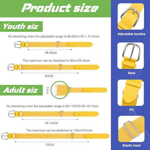 Image of Hercicy 3 Pieces Adult and Youth Baseball Softball Uniform Belts, Adjustable Size Uniform Belt