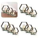 GUDELAK 12 Pcs Wood Centerpieces for Tables, 3 Sizes Honeycomb Shelves for Wall Shelf Storage, Hexagon Floating Shelves for Wall Wedding Table Centerpiece Living Room Bedroom Office, Brown