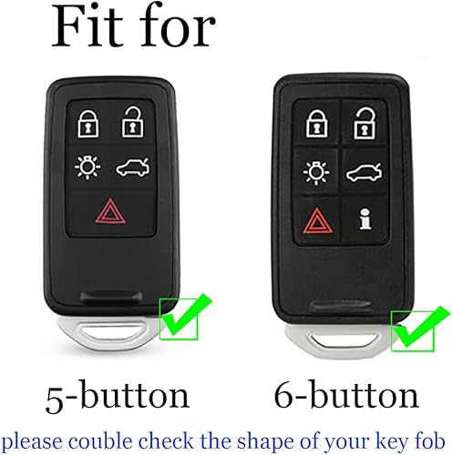 Miniatura 2 de ontto Funda de llavero de 5 botones para Volvo Cuero Genuino Funda de Llave de Coche Bolsa Azul, Azul