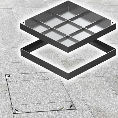 Couvercle de fosse septique haut de gamme en inox 70cm, design invisible pour cour et allée