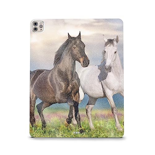 Image of MightySkins Carbon Fiber Skin Compatible with Apple iPad Pro 12.9 inch M2 6th Gen (2022) Full Wrap Kit - Horse Contrast | Protective Durable Textured Carbon Fiber Finish | Easy to Apply | Made in The USA