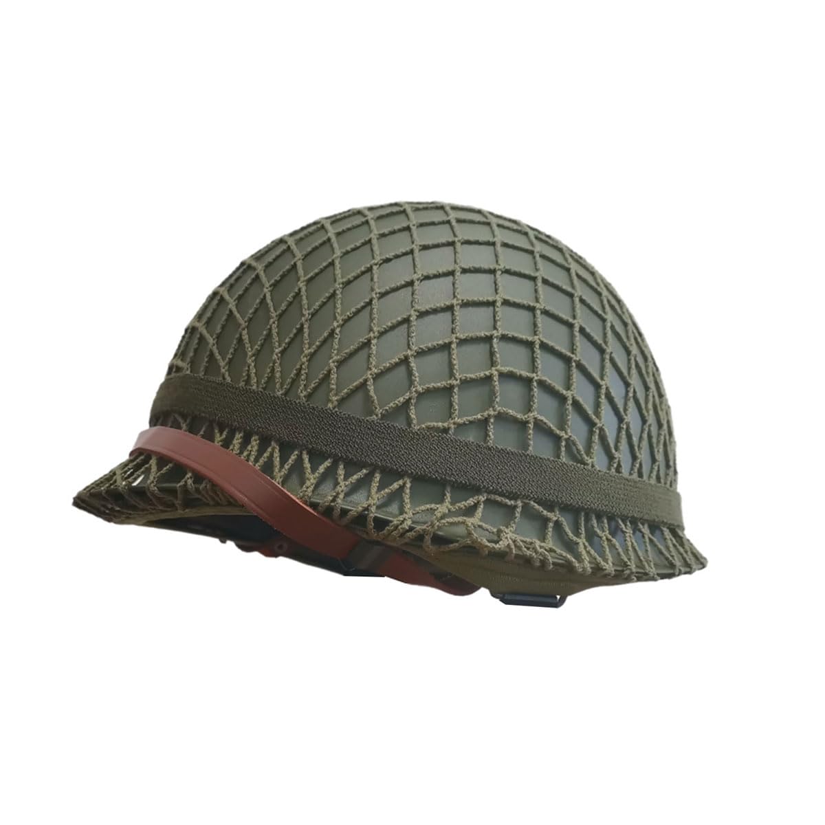 Réplica de casco de acero WW2 US Army M1 con cubierta de red y correa de barbilla