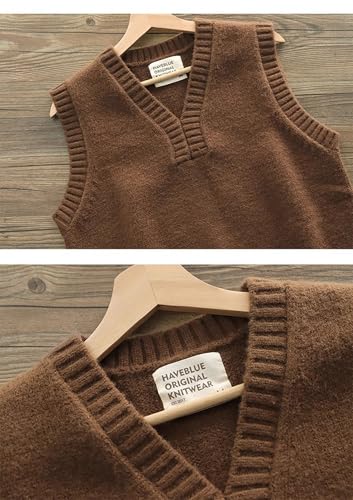 Men's V-Neck Pullover Sweater Vest Vintage Casual Sleeveless Knit Vests Basic Sweater Tops2