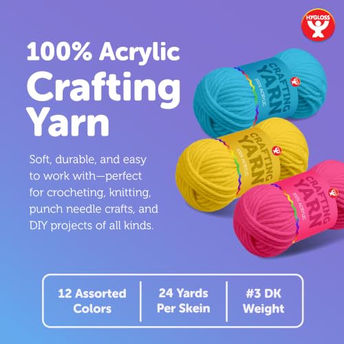 Image of Hygloss Neon Acrylic Yarn for Crocheting & Hand Knitting - Set of 48 | CR- 24 Yard Per Skein | Total 1,152 Yds | Beginner Friendly | Soft Smooth Crochet Yarn #3 Weight DK | Mini Colorful Skeins