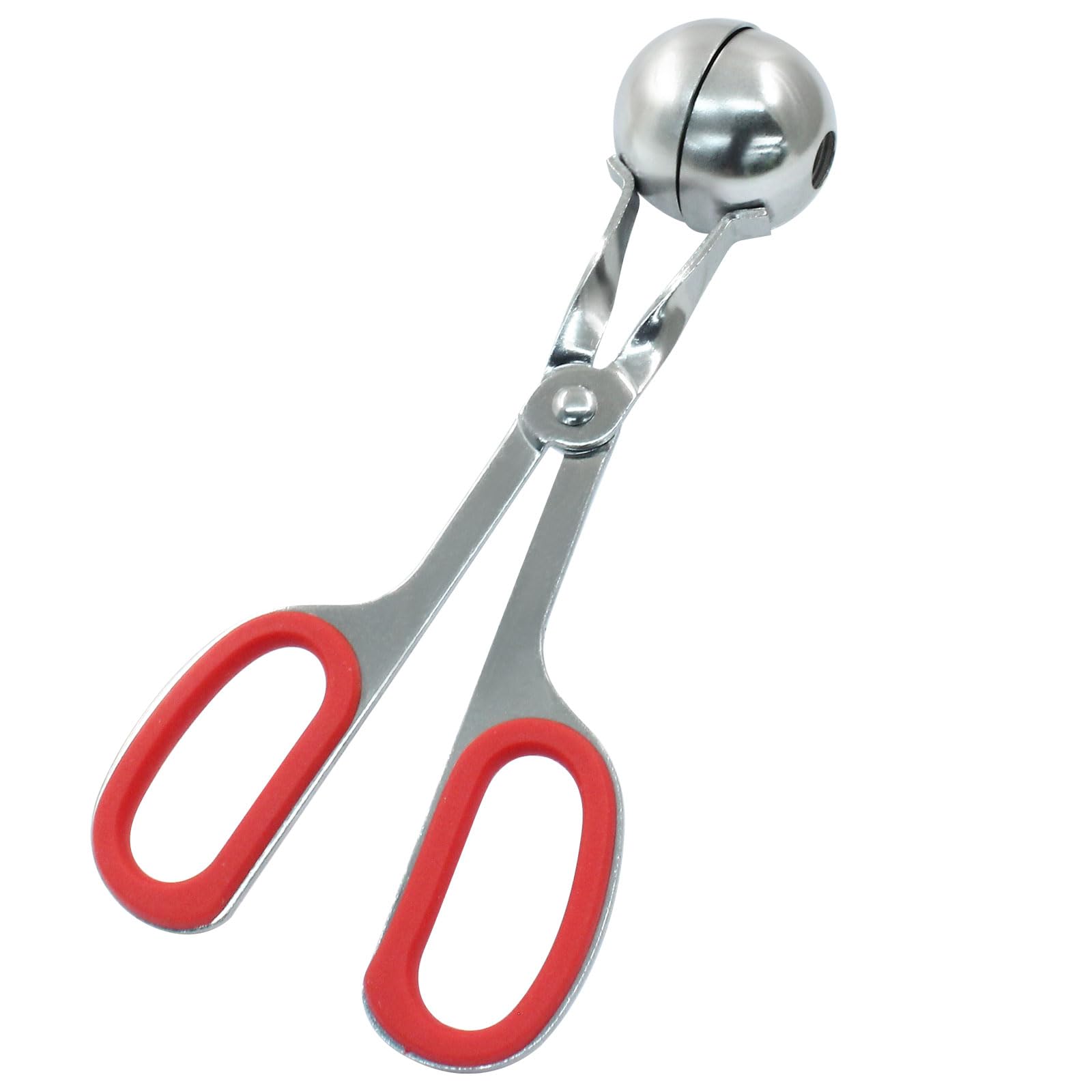 Auvotuis 1.38" Meatball Maker, None-stick Meatball Scoop Ball Maker, Stainless Steel Meat Baller Tongs, Cake Pop, Cookie Dough Scoop for Kitchen (Red)