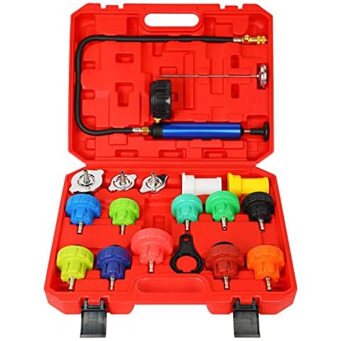 ZJERYL GULL 18pcs Cooling System Pressure Tester kit Automotive Radiator Pressure Tester for Motorcycle Car Truck Cover