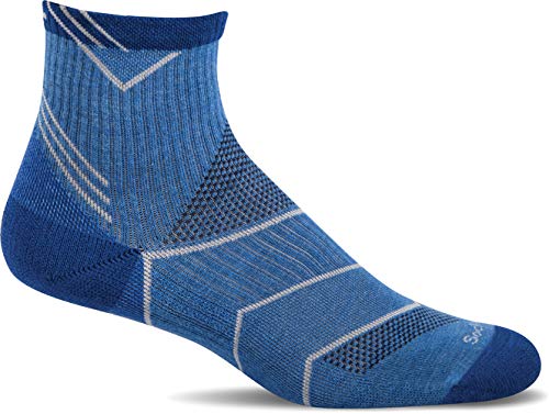 Sockwell Men's Incline Quarter Moderate Compression Sock, Ocean - L/XL