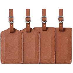 Vigorport Luggage Tags, Leather Personalized Suitcase Tag Set of 4 Pack | TSA Approved Luggage ID Tags, Privacy Protection Labels for Men Women, Bag Name Tag Travel Essential Accessories