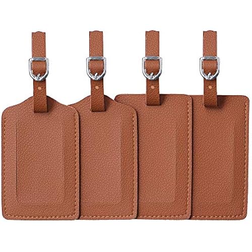 Vigorport Luggage Tags, Leather Personalized Suitcase Tag Set of 4 Pack