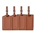 Luggage Tag,Leather Identifiers Travel Tags For Suitcase,Bag Tags with Name Card Holder-Set of 4(Brown)