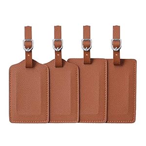 Leather Luggage Tags 4 Pack Bag Suitcase Labels