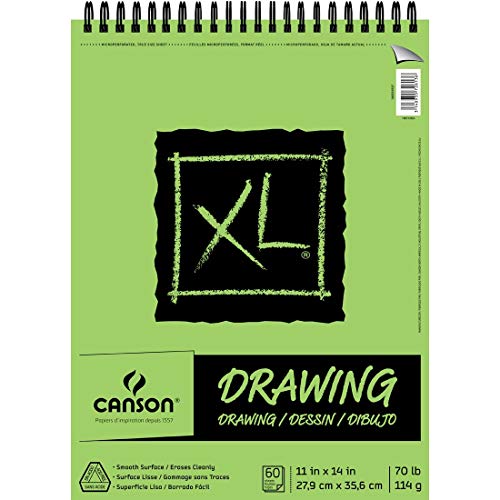 Canson XL Series Drawing Paper, Wirebound Pad, 11x14 inches, 60 Sheets (70lb/114g) - Artist Paper for Adults and Students - Charcoal, Colored Pencil, Ink, Pastel, Marker Canson XL Series Drawing Paper, Wirebound Pad, 11x14 inches, 60 Sheets (70lb/114g) - Artist Paper for Adults and Students - Charcoal, Colored Pencil, Ink, Pastel, Marker