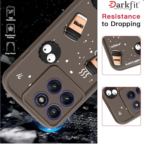 Image of DARKFIT Back Case Cover Compatible with Motorola Edge 60 Fusion | Cute Fun Cartoon Ball 3D Coffee Silicone Case | Body Protection | Camera Protection | Shock Proof | Color Brown | Pack of 1 |