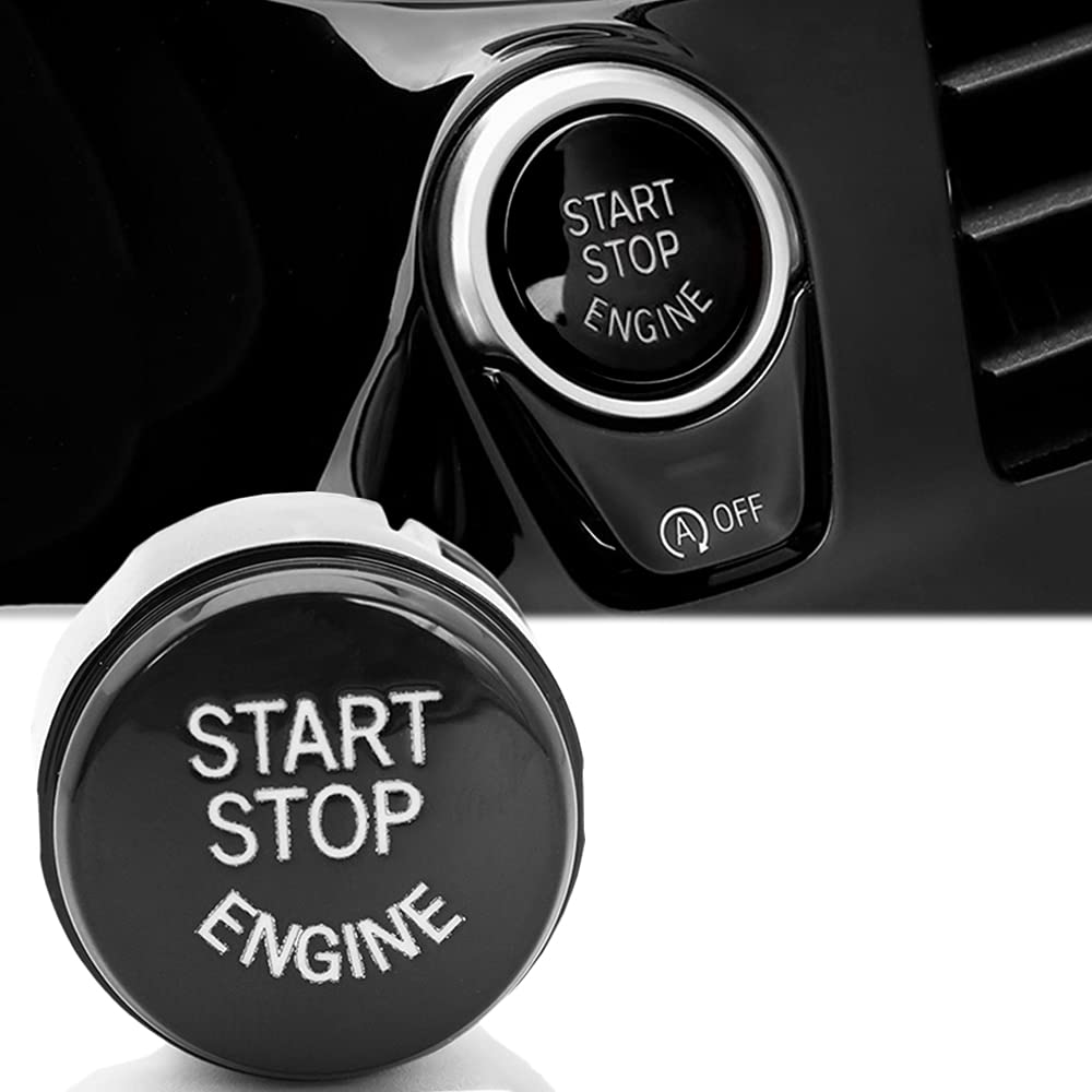 SANRILY 1Pcs Car Ignition Push Buttons Cover for BMW 5 Series 6 Series 7 Series F01 F02 F10 F11 F12 2009-2013 Start Stop Engine Switches Button Trim Cover Caps Decor Accessories Black
