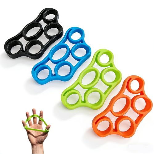 Ausphexion Grip Strength Trainer, Hand Grip Strengthener & Grip Trainer Set - 3 Pcs Finger Stretcher Resistance Bands, Hand Grip Ring Exerciser for Forearm & Finger Strength Training