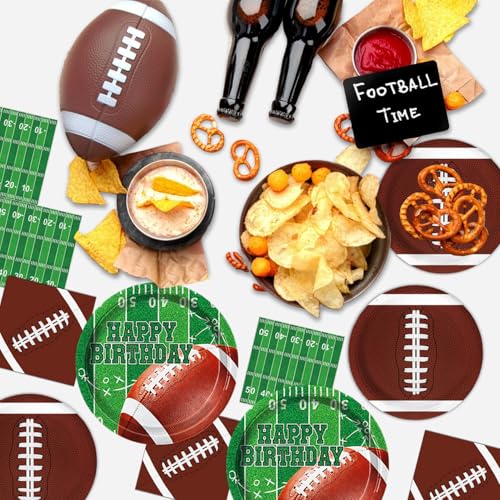 Football Birthday Party Decorations Includes Plates, Napkins, Cups, Banner, Balloons, Touchdown Tablecloth for Football Gameday Tailgate Decorations, Serves 24 - Image 3