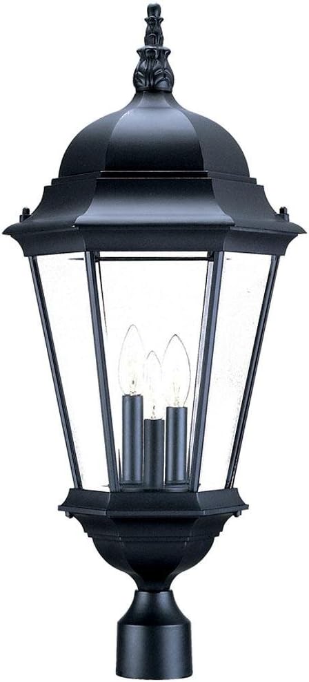 Acclaim Lighting Richmond - Three Light Post - 12.5 Inches Wide by 28 Inches High-Matte Black Finish-Clear Beveled Glass Color