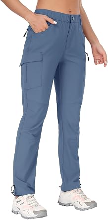 GymBrave Hiking Trousers Womens 3/4 Trekking Trousers Stretch Lightweight Quick Drying Cargo Capri Trousers Summer Outdoor UPF 50 with Zip Pockets