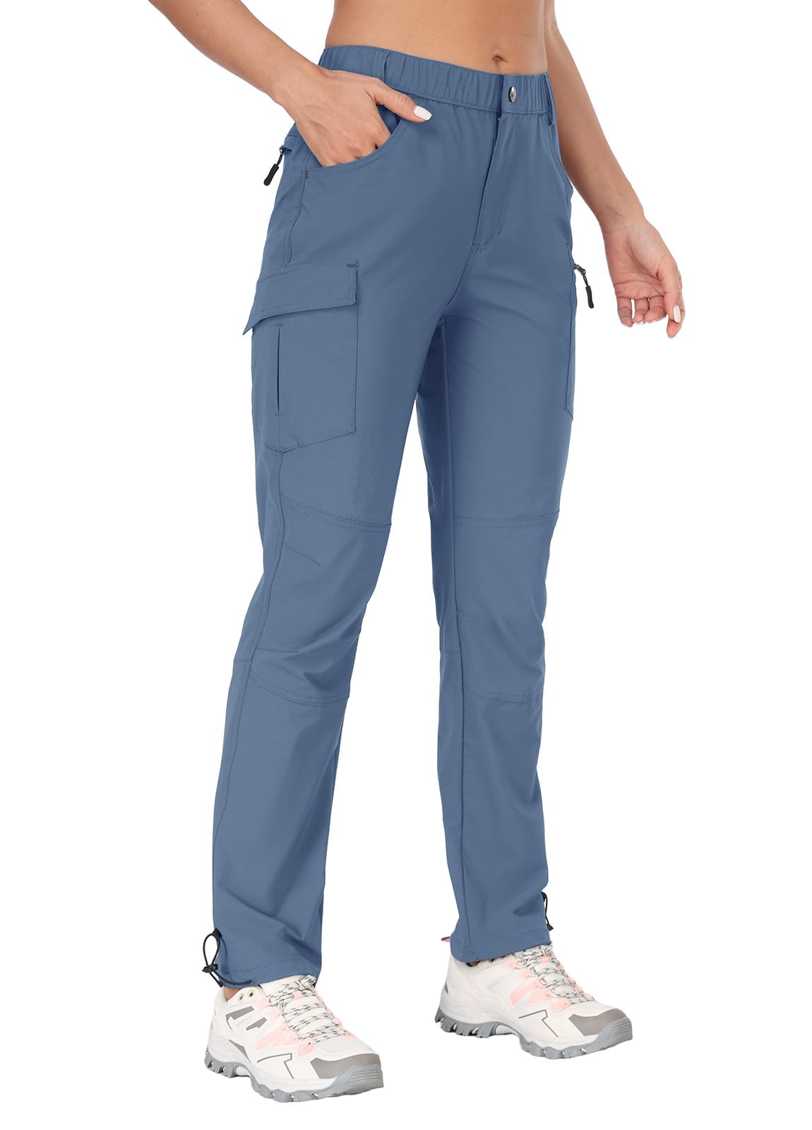 GymBrave Pantaloni Trekking Donna Cargo Capri 3/4 Estivi Leggeri Asciugatura Rapida con Tasche Zip Campeggio All'Aperto
