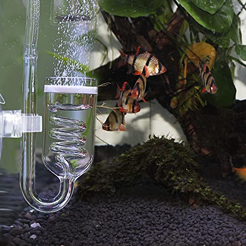 WEAVERBIRD Diffuseur de CO2 en forme de U pour aquarium - 3 cercles - Contrôle du CO2 - Tube en verre avec ventouse.