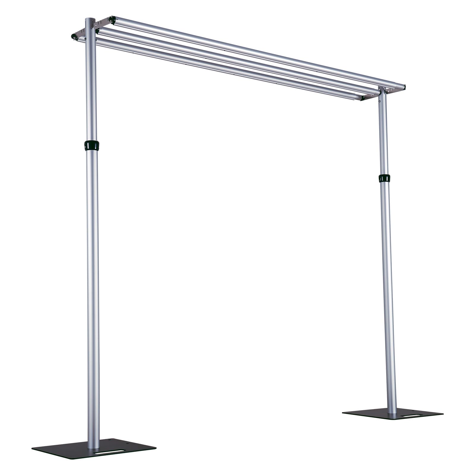 Hecis Pipe and Drape Stand, Heavy Duty 10x10ft Three Crossbar Backdrop Stand Kit, Adjustable Metal Frame for Flower Wall Stand Event Birthday Party