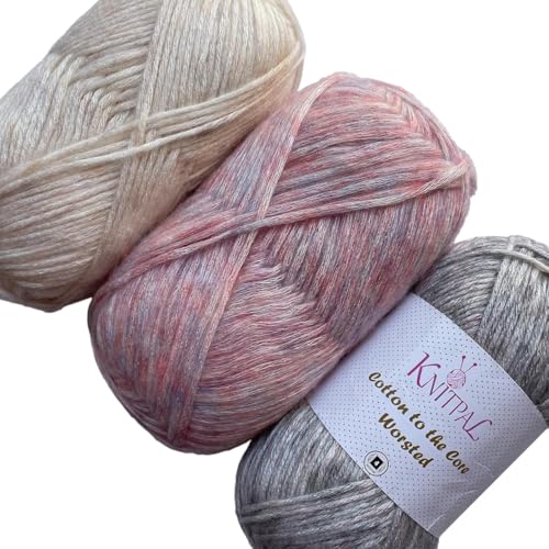 Image of Cotton to The Core Worsted Cotton Yarn, 3-Pack (654Yds /300G), Pink Elephant
