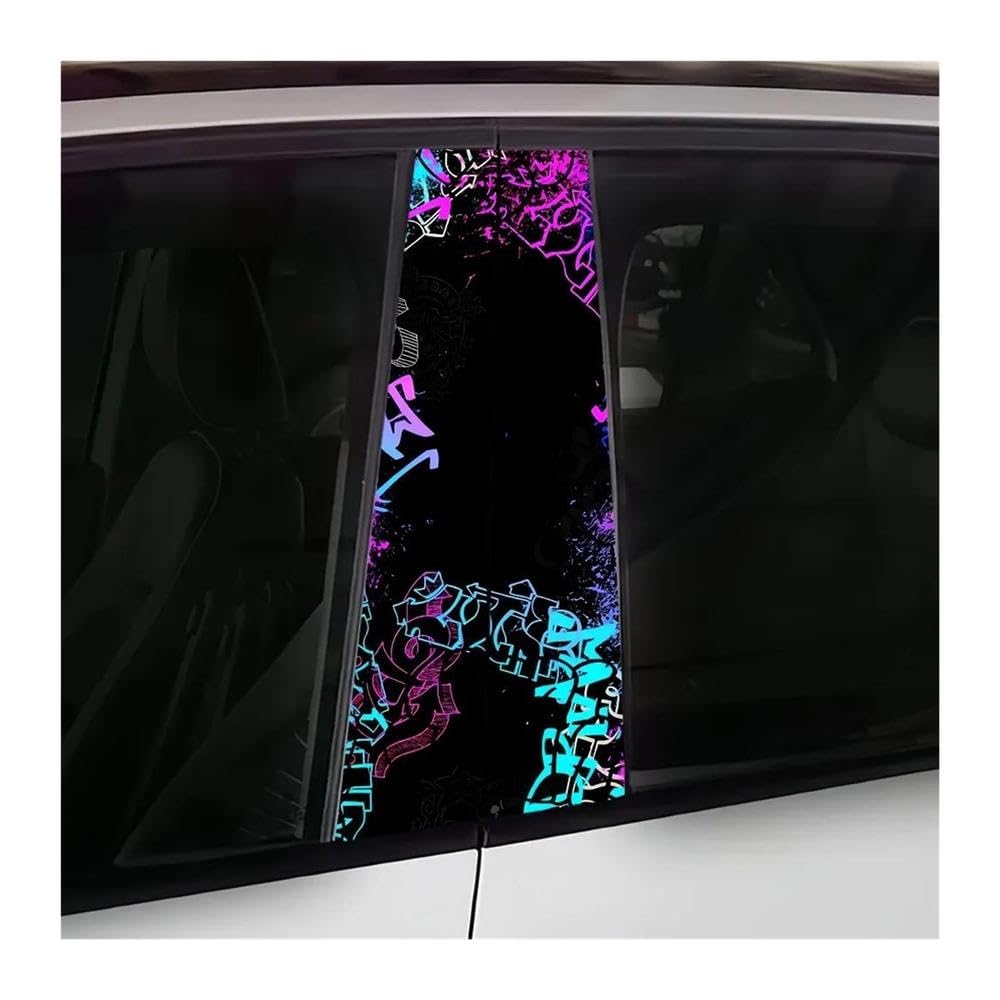 Decorative Items 2pcs Car Center Pillar Sticker Graffiti Style Durable Vinyl Auto B-Post Protective Film