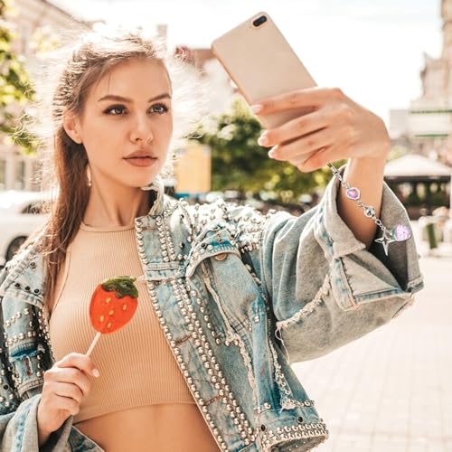 GEEHUA 4 Lindos Charms para Celular, Juego de Charms para Celular, Fresa Rosa, Mariposa, Estrella, Lindo Encanto para Teléfono, Accesorios para Funda de Celular, Llavero, Decoración de Cámara - imagen 5