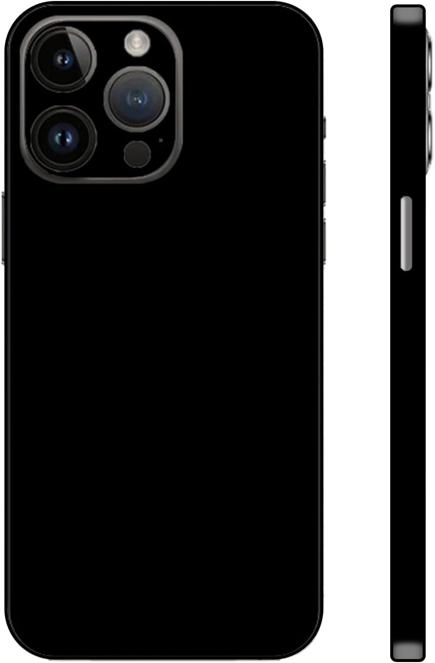 Skin Wrap Compatible with iPhone 15 Pro Max, Vinyl Decal Sticker Cover Protective Film for Phone Back, Camera, Frame (Black)