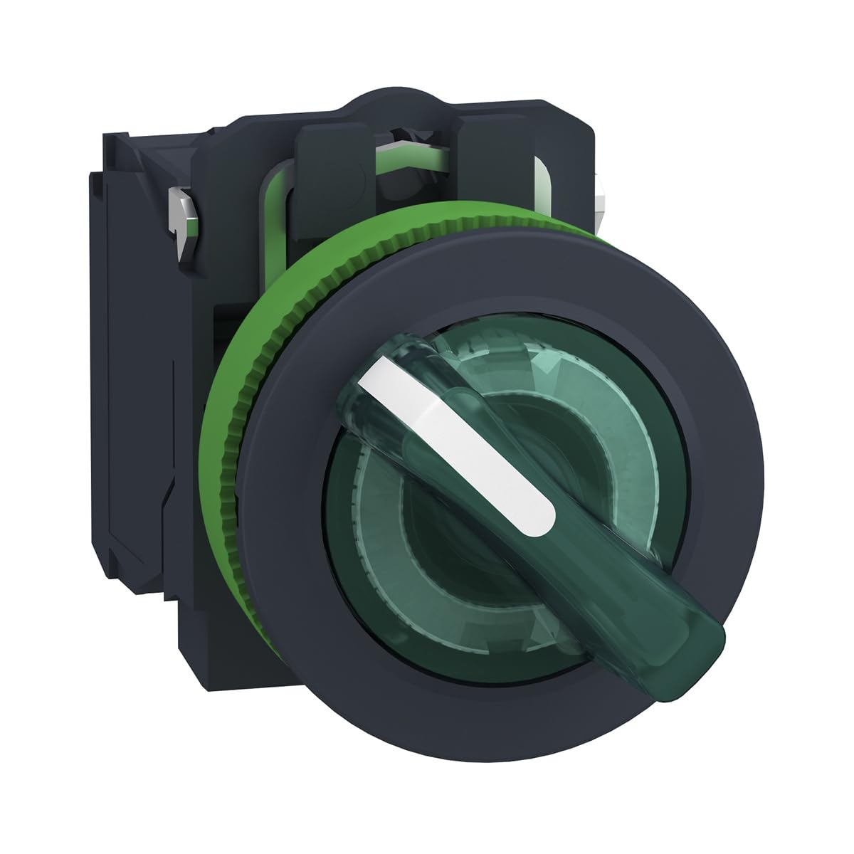 Sélecteur lumineux vert résistant à 2 positions fixes pour panneau 24V