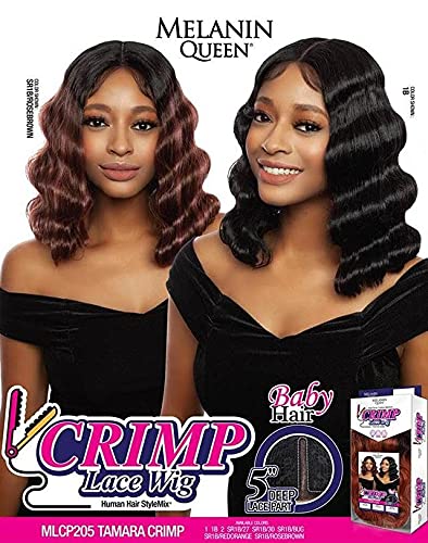 Mane Concept Melanin Queen Human Hair Mix Lace Wig - MLCP205 TAMARA CRIMP (SR1B/REDORANGE)